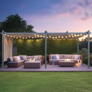 12x20 Aluminum Pergola Retractable Canopy