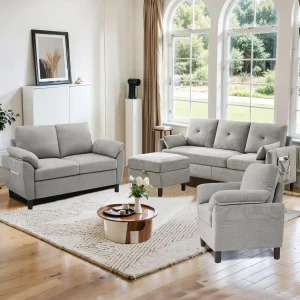 77" Sectional Sofa Set Convertible L Shape