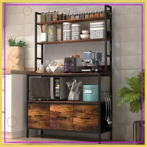 5-Tier Industrial Bakers Rack with Baskets