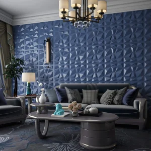 Navy Blue 50x50cm Home Decor 3D PVC Wall Panels