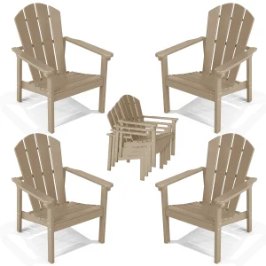 FOOWIN 4pcs Stackable Adirondack Chair
